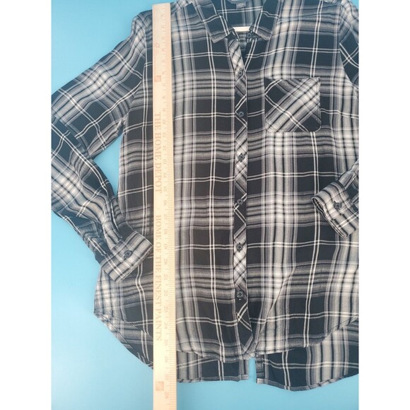 Eddie Bauer Lg Tunic Plaid Button Back Hem Long Sleeved Lightweight Viscose - Picture 5 of 12